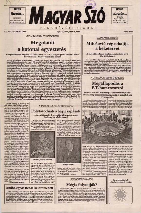 Magyar Szó, 56. évf. 1999. június 8. 123. sz. 1–8. oldal