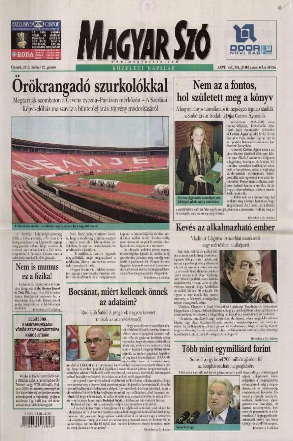 Magyar Szó, 67. évf. 2010. október 22. 247. sz. 1–20. oldal