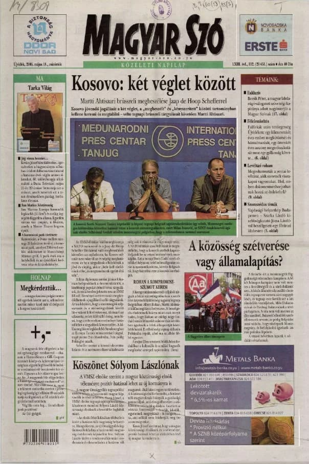 Magyar Szó, 63. évf. 2006. május 18. 112. sz. 1–20. oldal