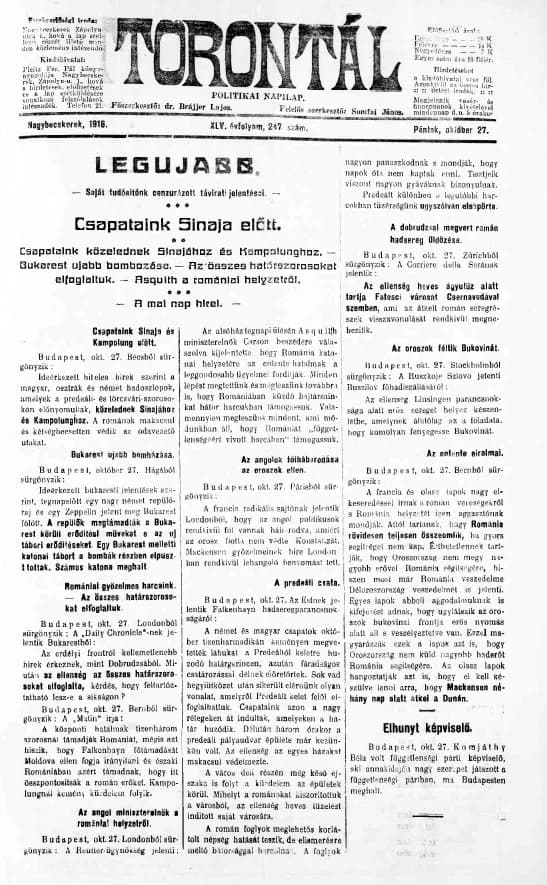 Torontál, 45. évf. 1916. október 27. 247. sz.
