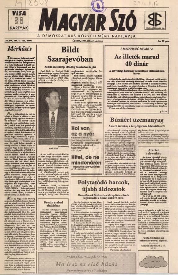 Magyar Szó, 52. évf. 1995. július 7. 155. sz. 1–16. oldal