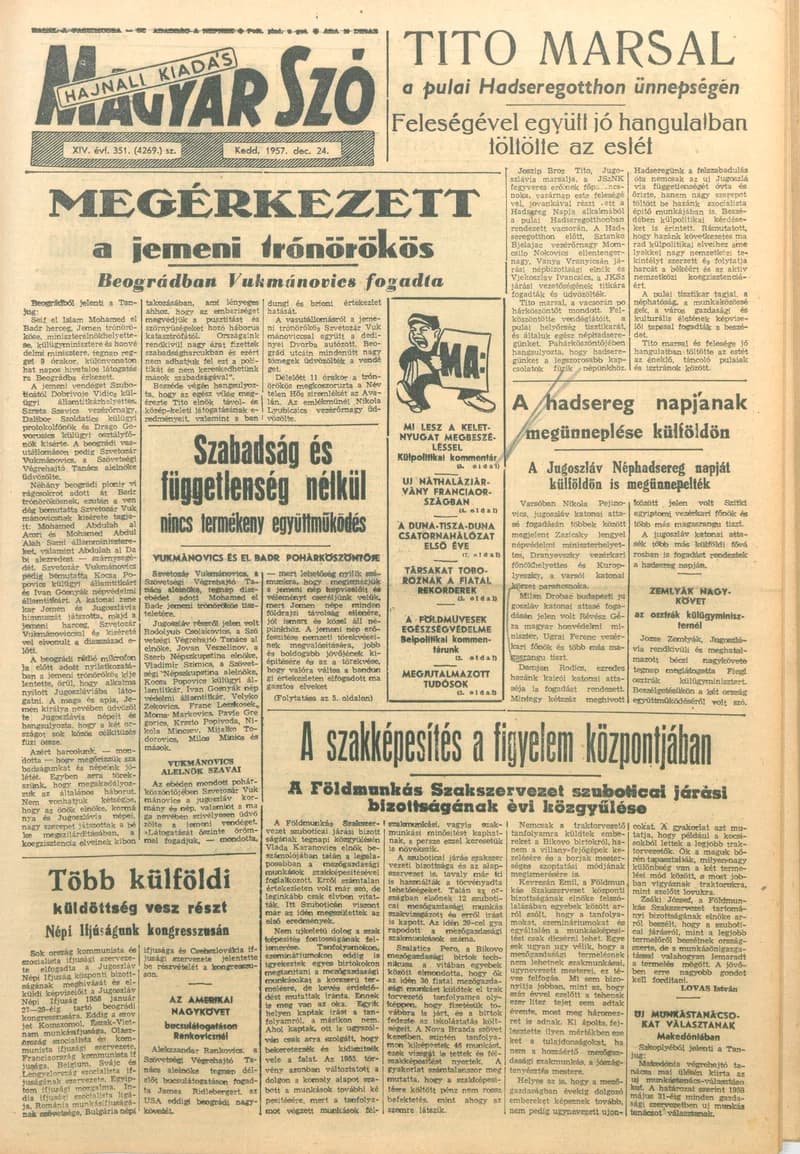 Magyar Szó, 14. évf. 1957. december 24. 351. sz. 1–16. oldal