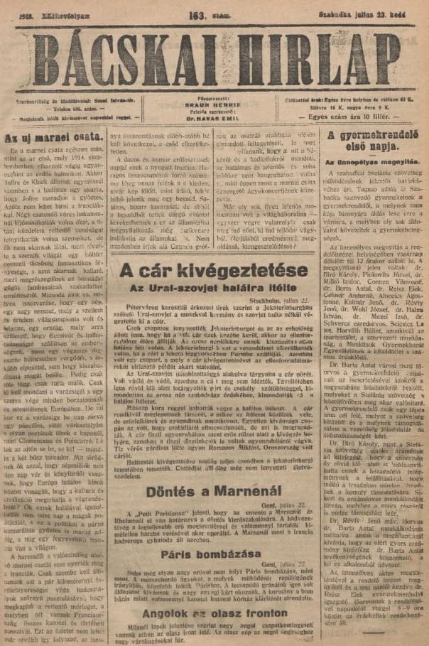 Bácskai Hirlap, 22. évf. 1918. július 23. 163. sz.