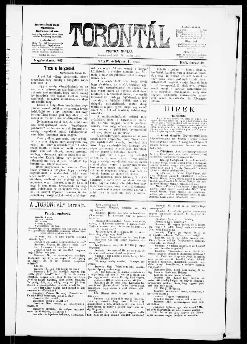 Torontál, 34. évf. 1905. február 20. 41. sz.