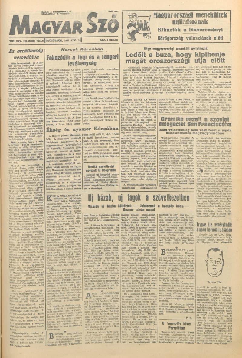 Magyar Szó, 8. évf. 1951. augusztus 16. 193. sz. 1–6. oldal