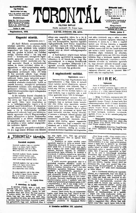 Torontál, 28. évf. 1899. június 2. 124. sz.
