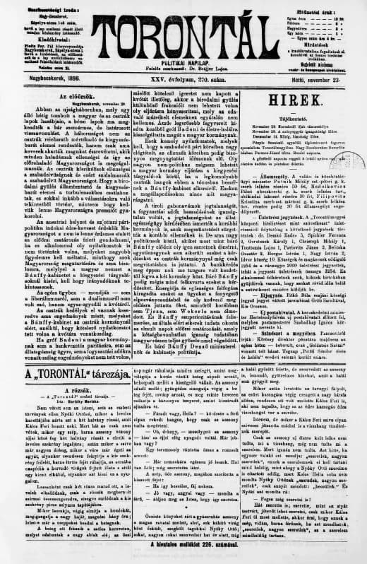 Torontál, 25. évf. 1896. november 23. 270. sz.