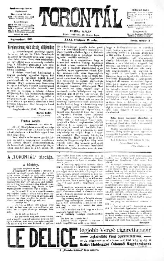 Torontál, 31. évf. 1902. február 12. 35. sz.