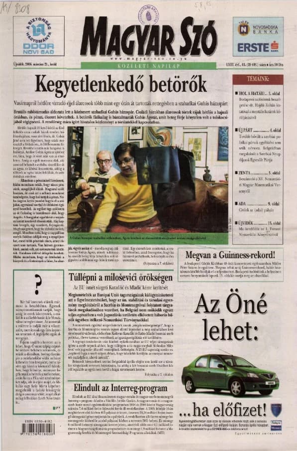 Magyar Szó, 63. évf. 2006. március 21. 65. sz. 1–20. oldal