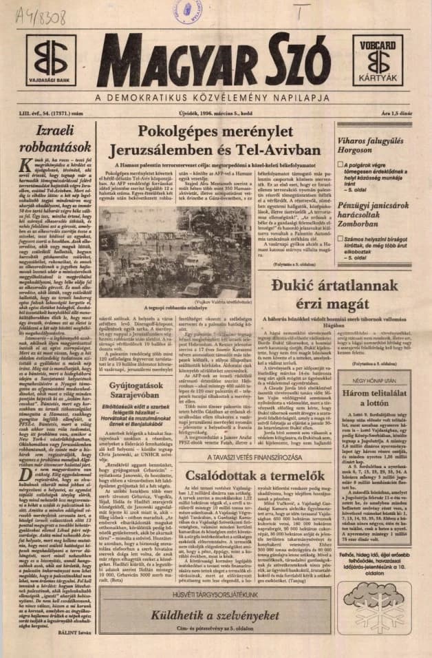 Magyar Szó, 53. évf. 1996. március 5. 54. sz. 1–16. oldal