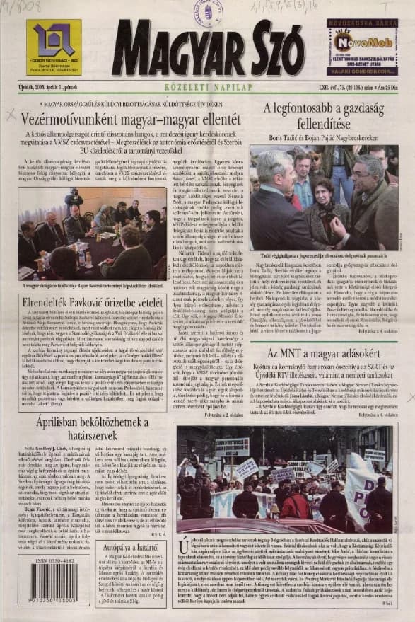 Magyar Szó, 62. évf. 2005. április 1. 75. sz. 1–20. oldal