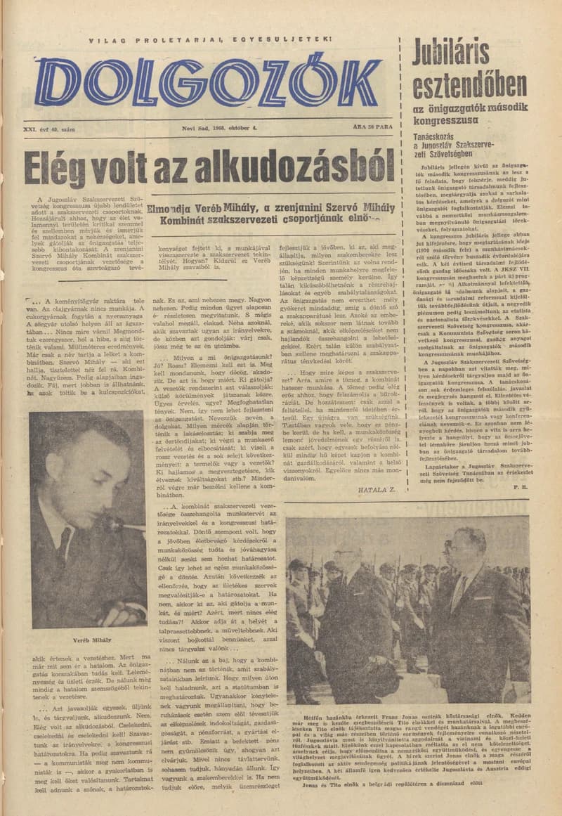 Dolgozók, 22. évf. 1968. október 4. 40. sz.