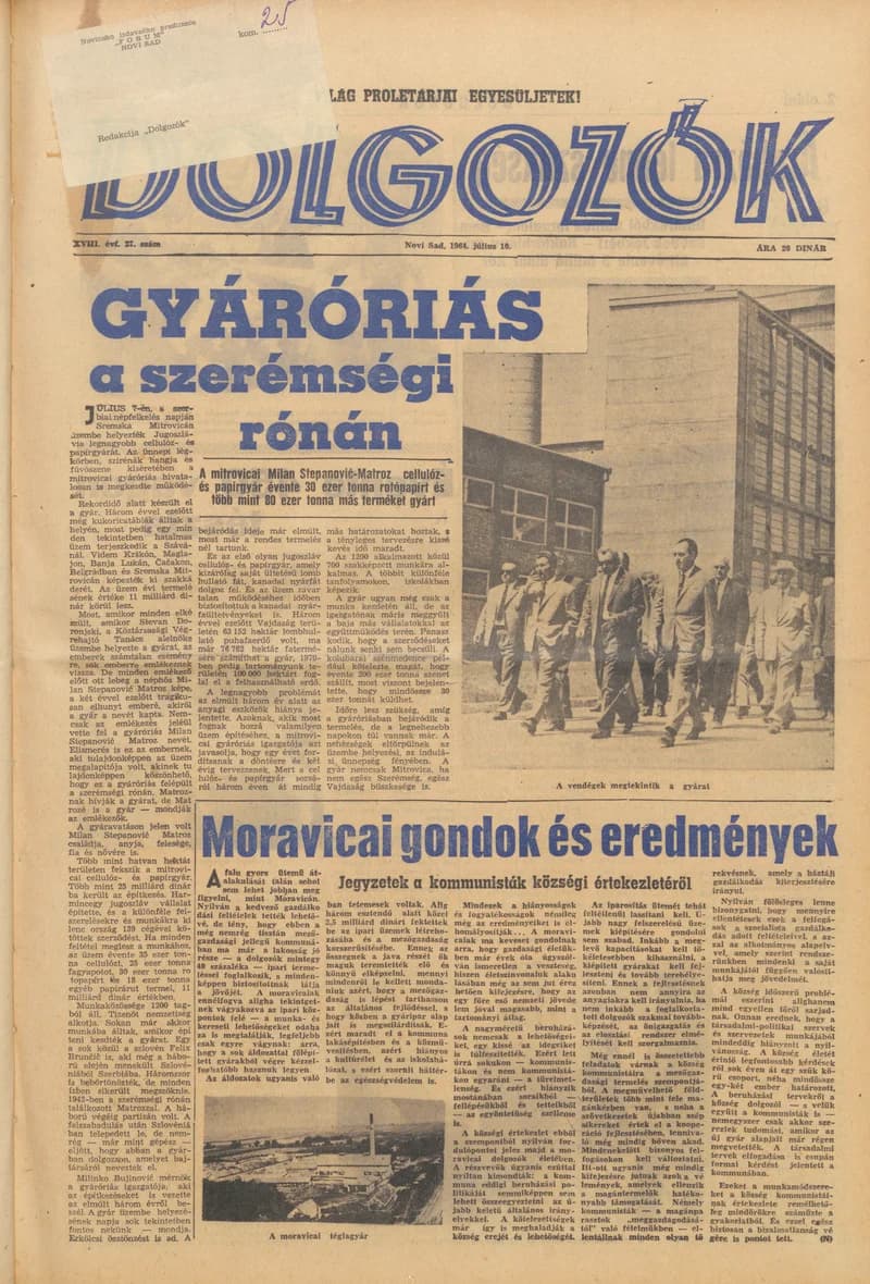 Dolgozók, 18. évf. 1964. július 10. 27. sz.