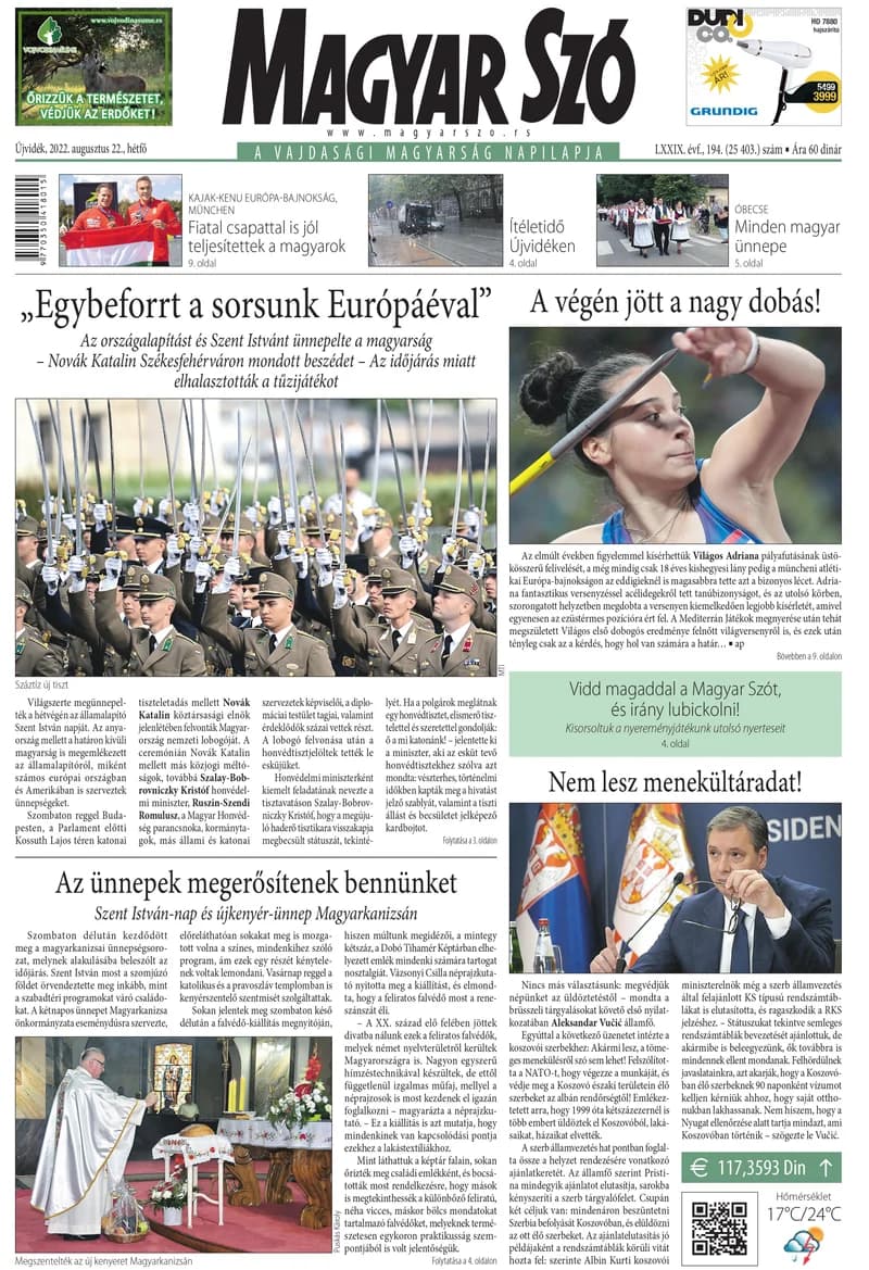 Magyar Szó, 79. évf. 2022. augusztus 22. 194. sz. 1–16. oldal