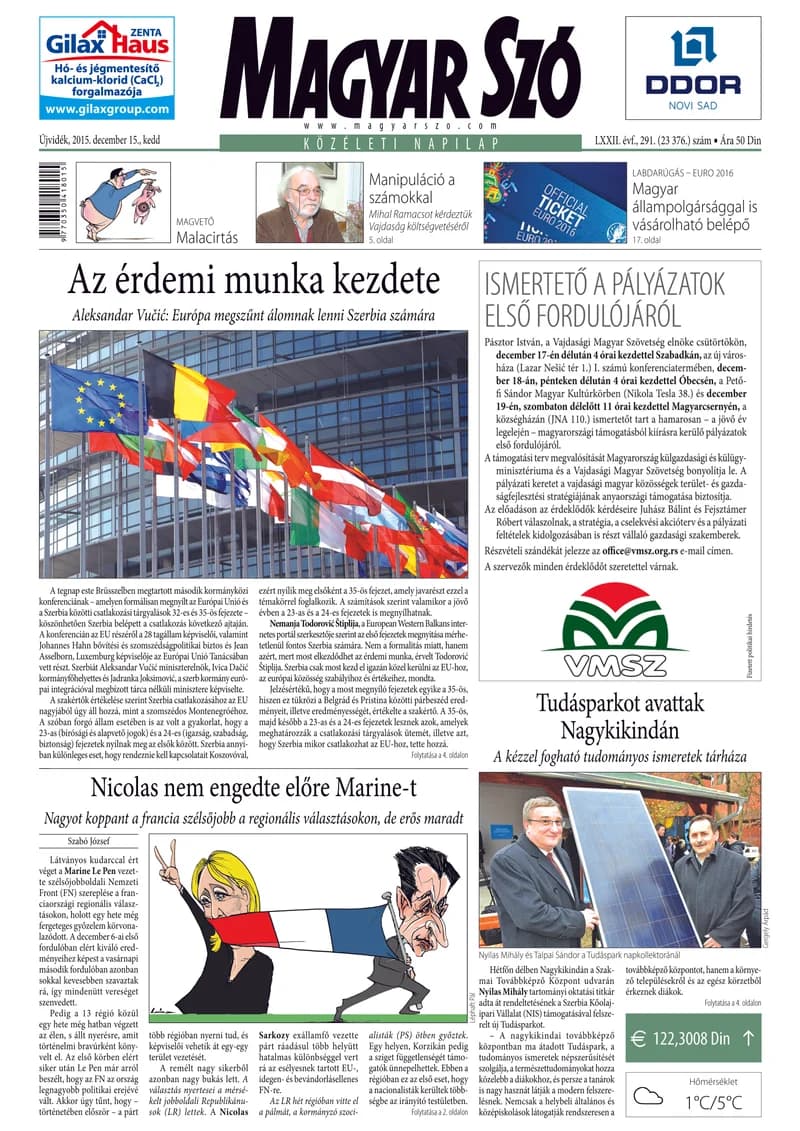 Magyar Szó, 72. évf. 2015. december 15. 291. sz. 1–20. oldal