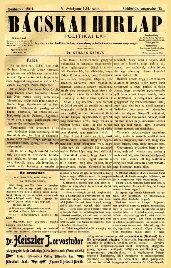 Bácskai Hirlap, 5. évf. 1901. augusztus 15. 124. sz.