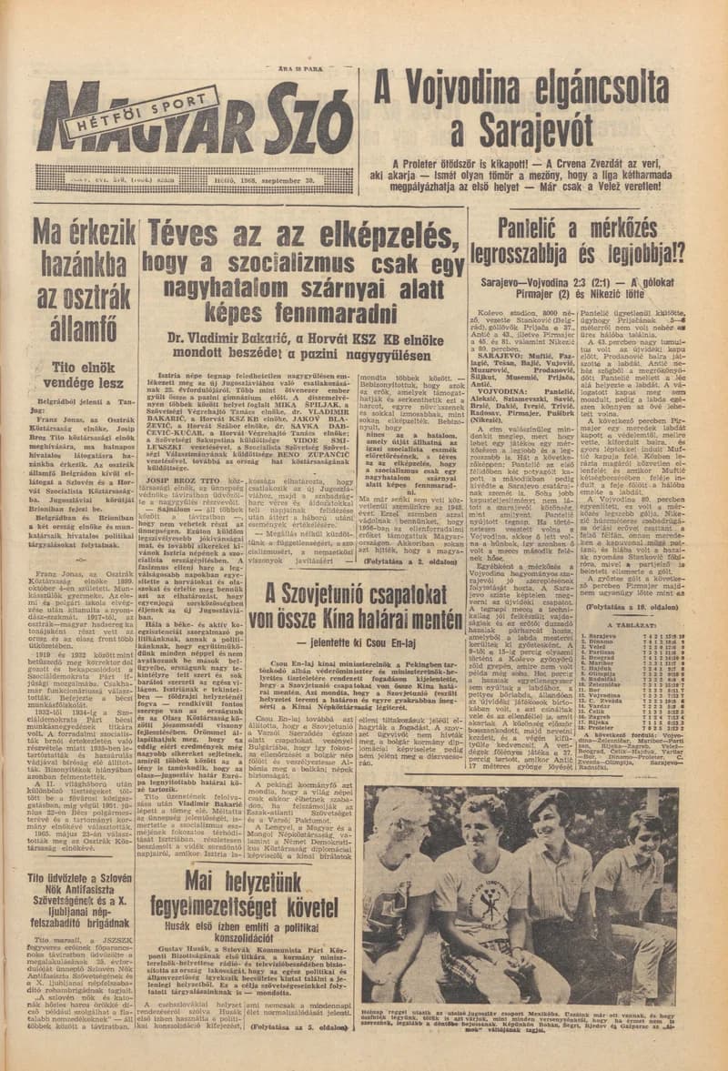 Magyar Szó, 25. évf. 1968. szeptember 30. 270. sz. 1–14. oldal