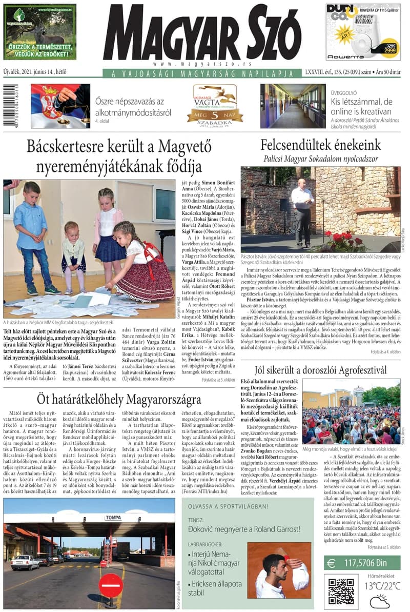 Magyar Szó, 78. évf. 2021. június 14. 135. sz. 1–20. oldal