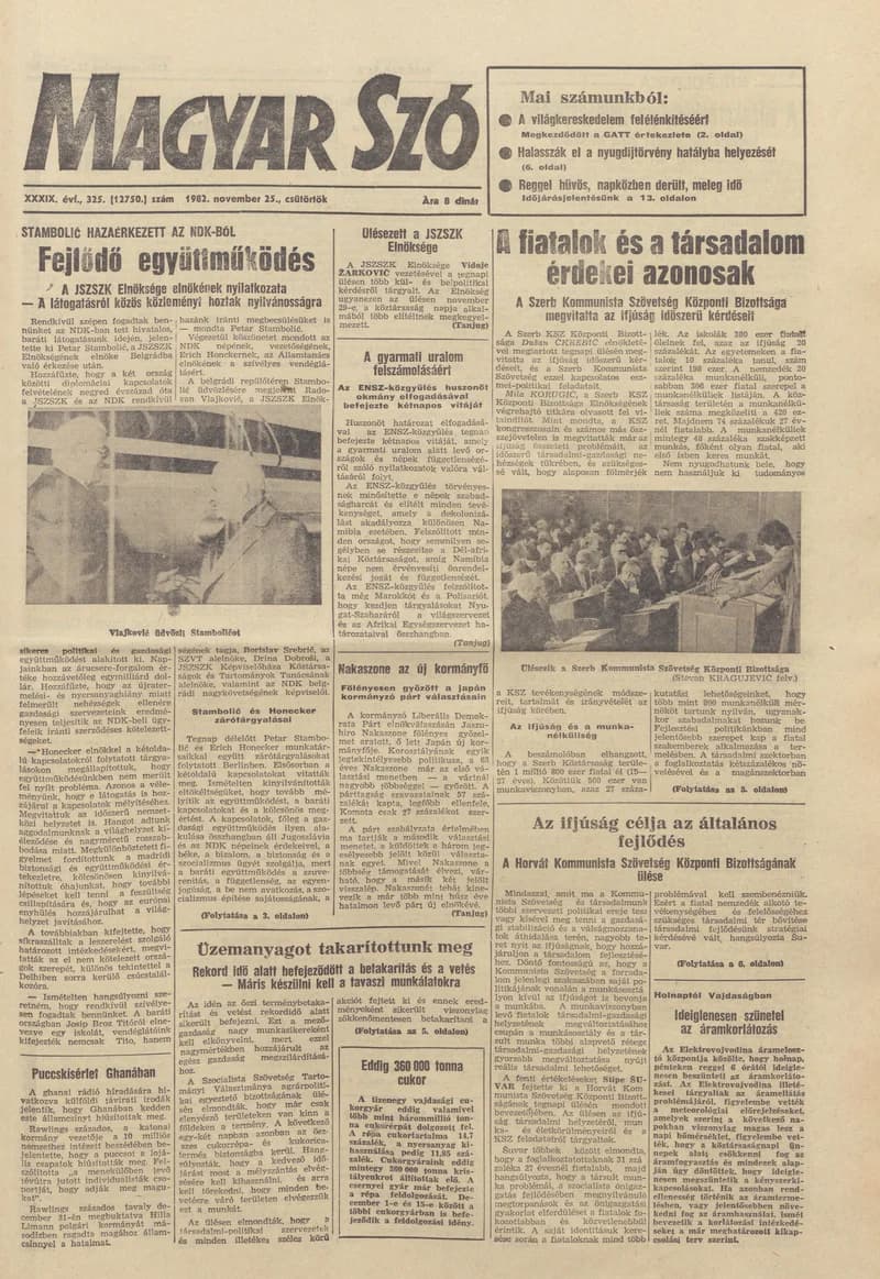 Magyar Szó, 39. évf. 1982. november 25. 325. sz. 1–24. oldal
