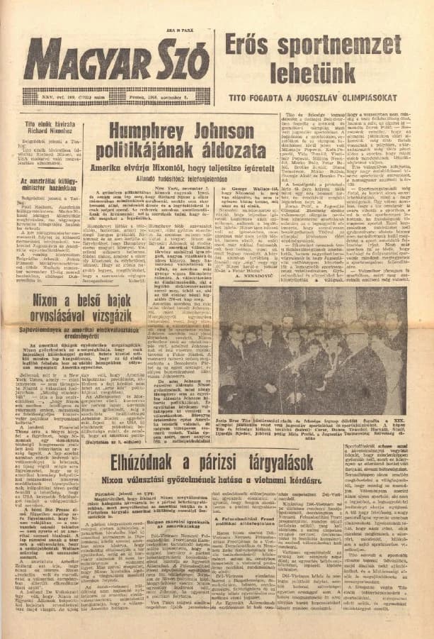 Magyar Szó, 25. évf. 1968. november 8. 309. sz. 1–12. oldal