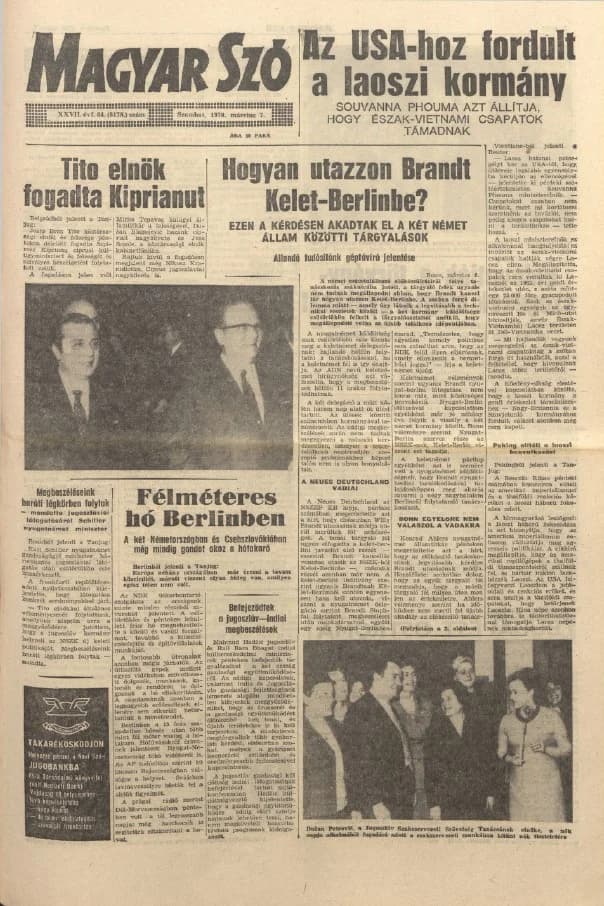 Magyar Szó, 27. évf. 1970. március 7. 64. sz. 1–20. oldal