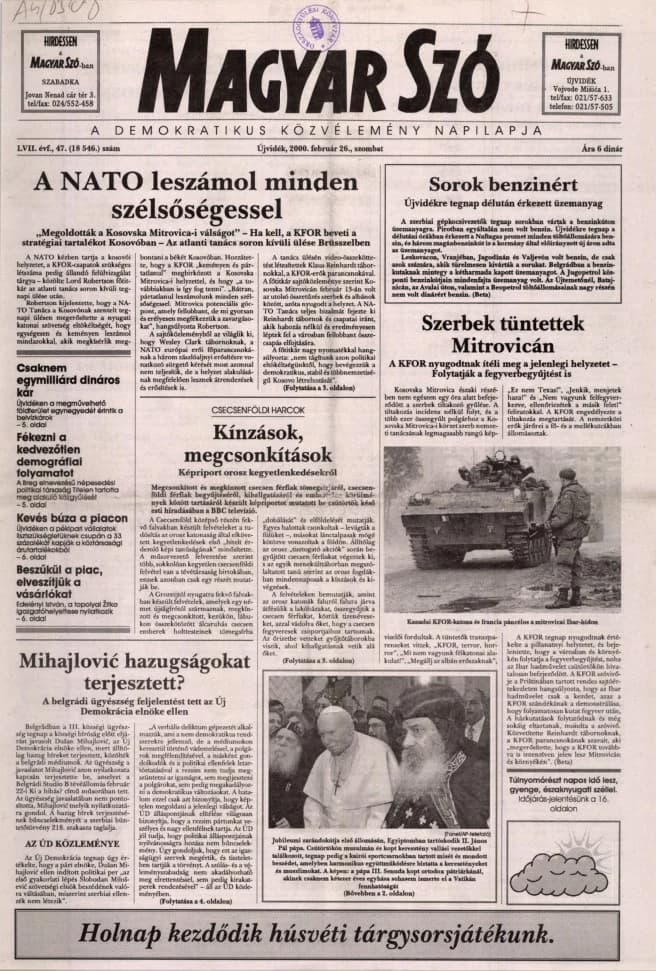 Magyar Szó, 57. évf. 2000. február 26. 47. sz. 1–16. oldal