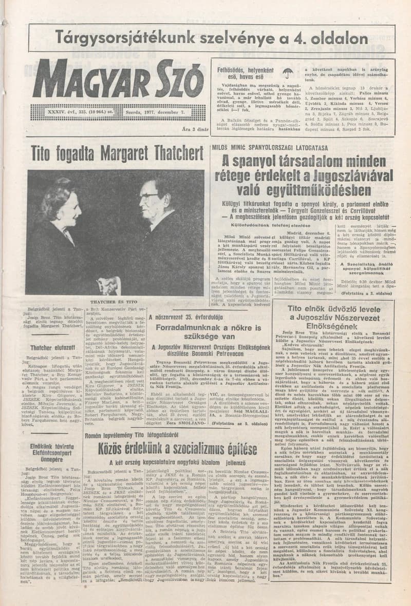 Magyar Szó, 34. évf. 1977. december 7. 335. sz.