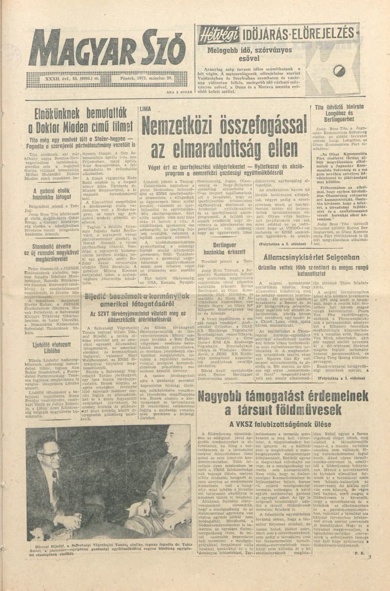 Magyar Szó, 32. évf. 1975. március 28. 85. sz.