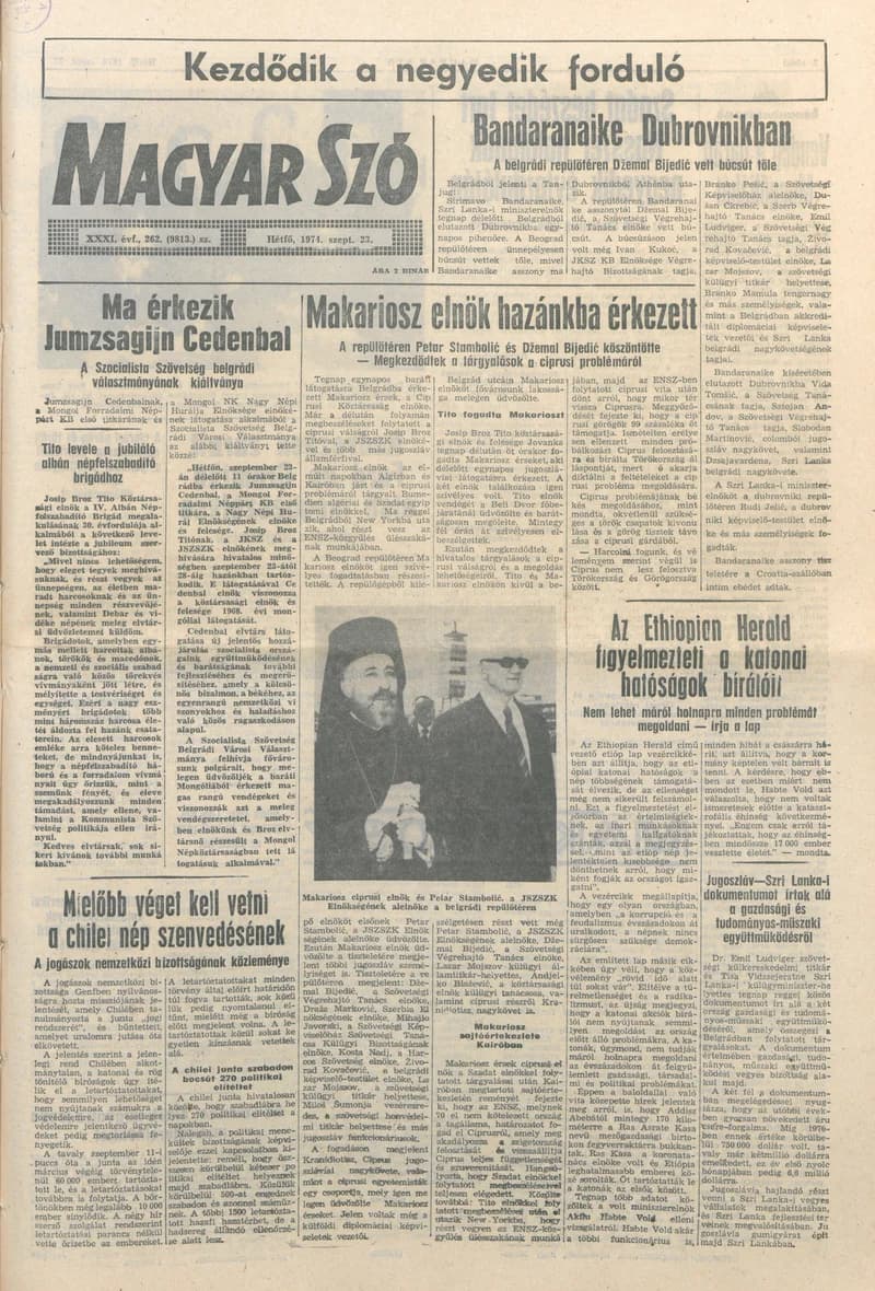 Magyar Szó, 31. évf. 1974. szeptember 23. 262. sz. 1–6. oldal