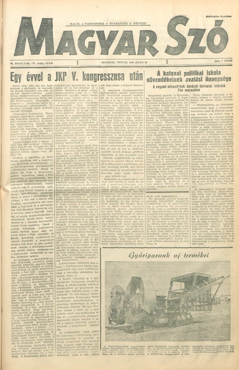 Magyar Szó, 6. évf. 1949. július 22. 172. sz. 1–4. oldal
