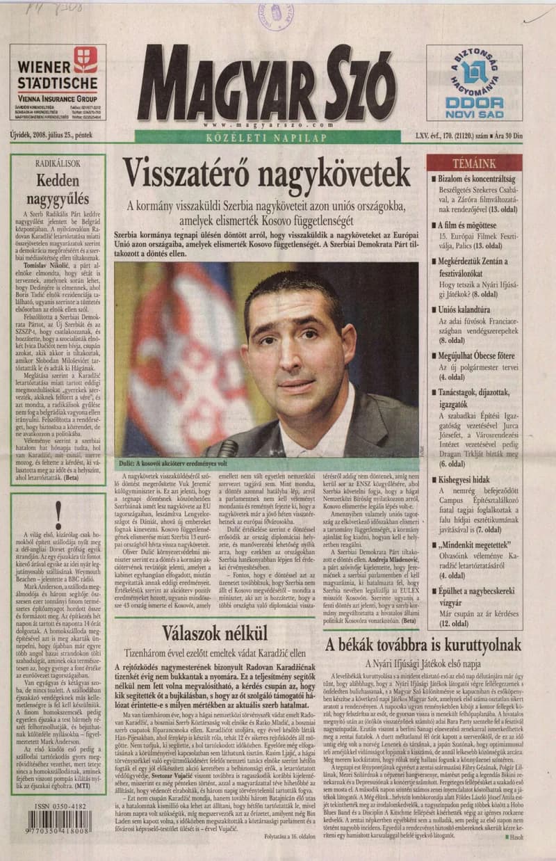 Magyar Szó, 65. évf. 2008. július 25. 170. sz. 1–20. oldal