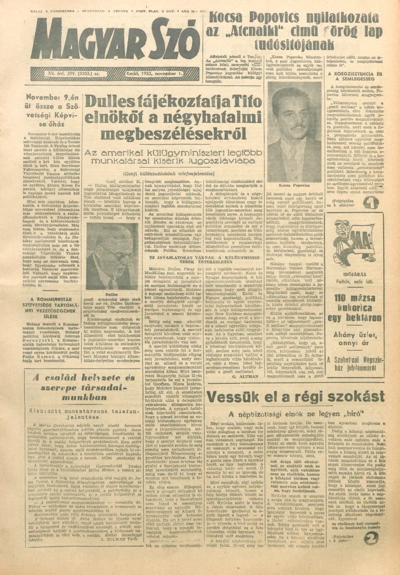 Magyar Szó, 12. évf. 1955. november 1. 299. sz. 1–10. oldal