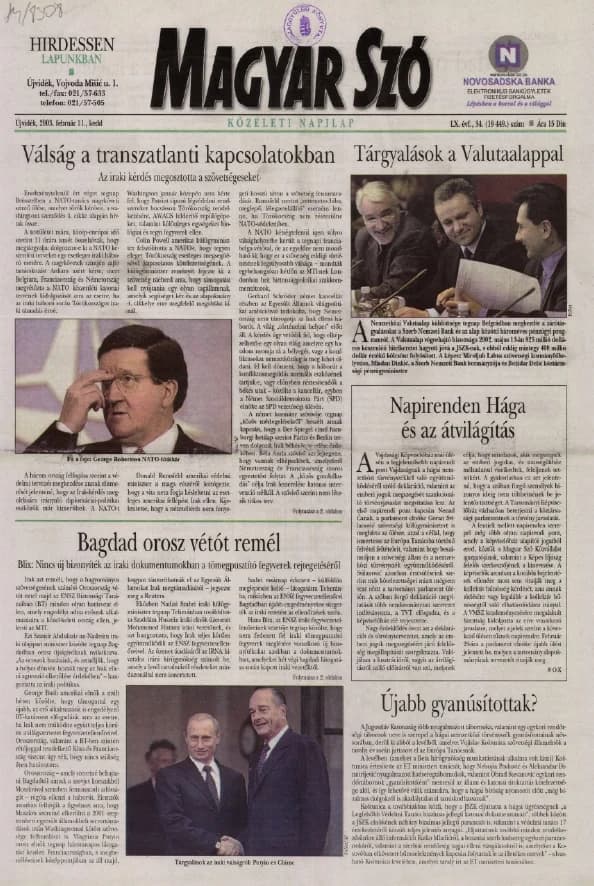 Magyar Szó, 60. évf. 2003. február 11. 34. sz. 1–16. oldal