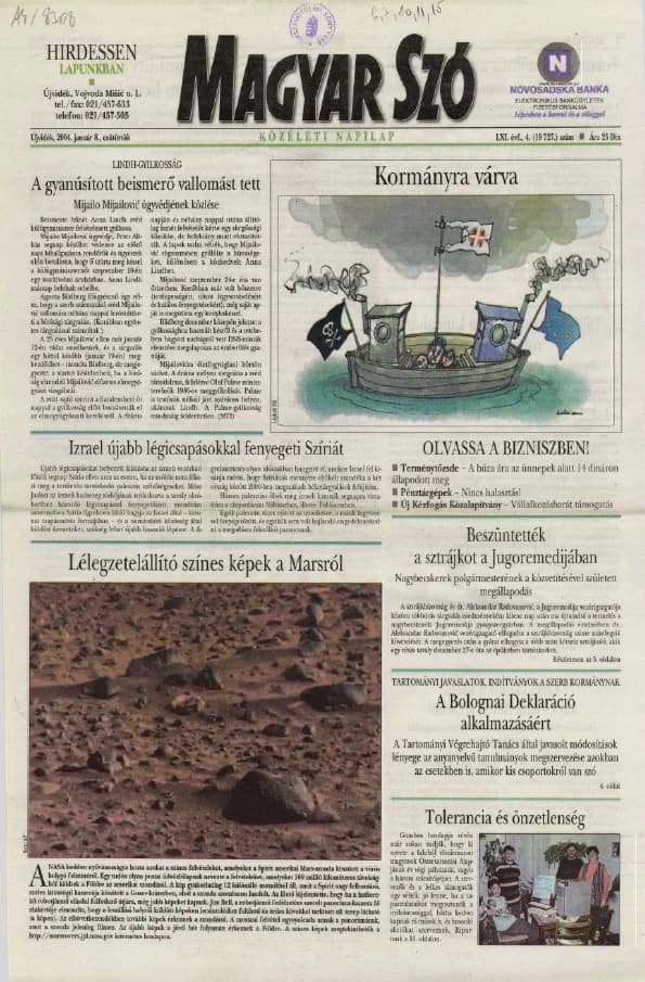 Magyar Szó, 61. évf. 2004. január 8. 4. sz. 1–20. oldal