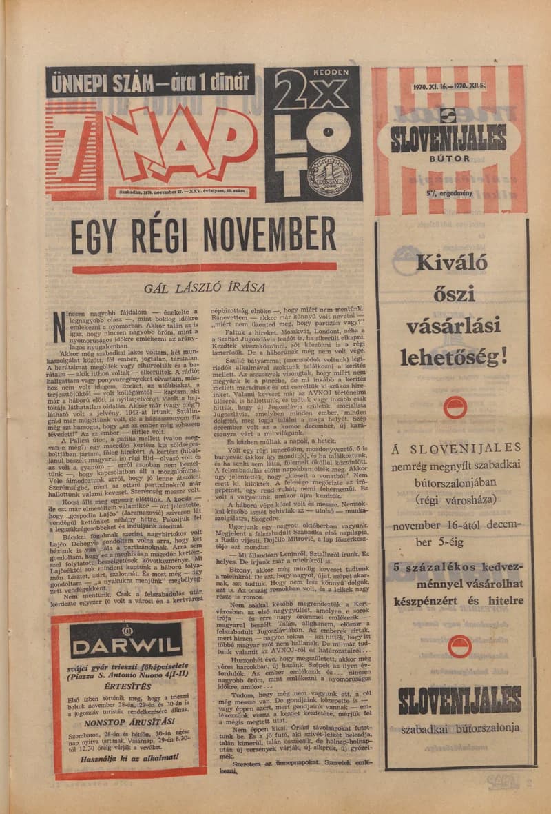 7 Nap, 25. évf. 1970. november 27. 49. sz. 1–32. oldal