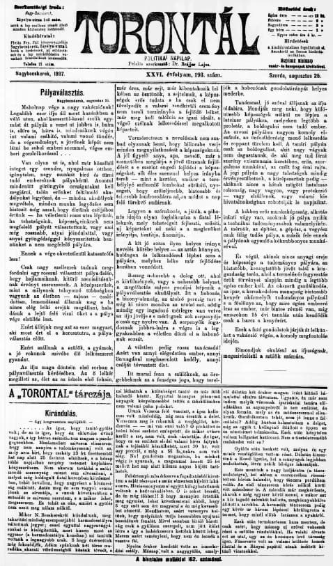 Torontál, 26. évf. 1897. augusztus 25. 193. sz.