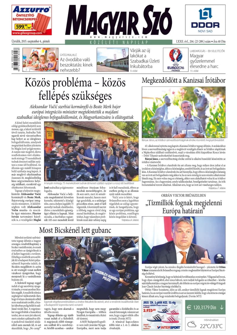 Magyar Szó, 72. évf. 2015. szeptember 4. 204. sz. 1–16. oldal