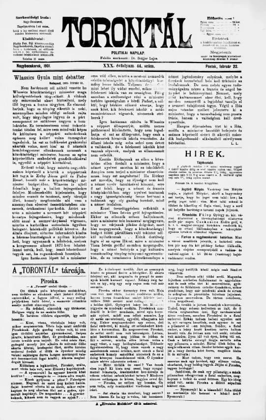 Torontál, 30. évf. 1901. február 22. 44. sz.