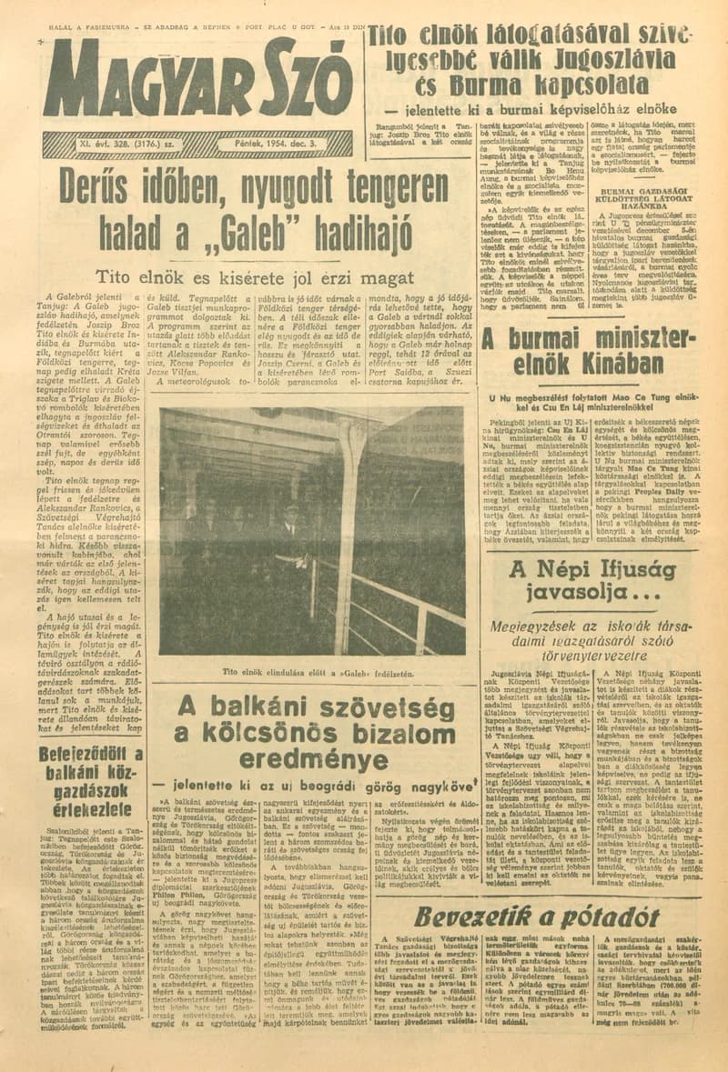 Magyar Szó, 11. évf. 1954. december 3. 328. sz. 1–8. oldal