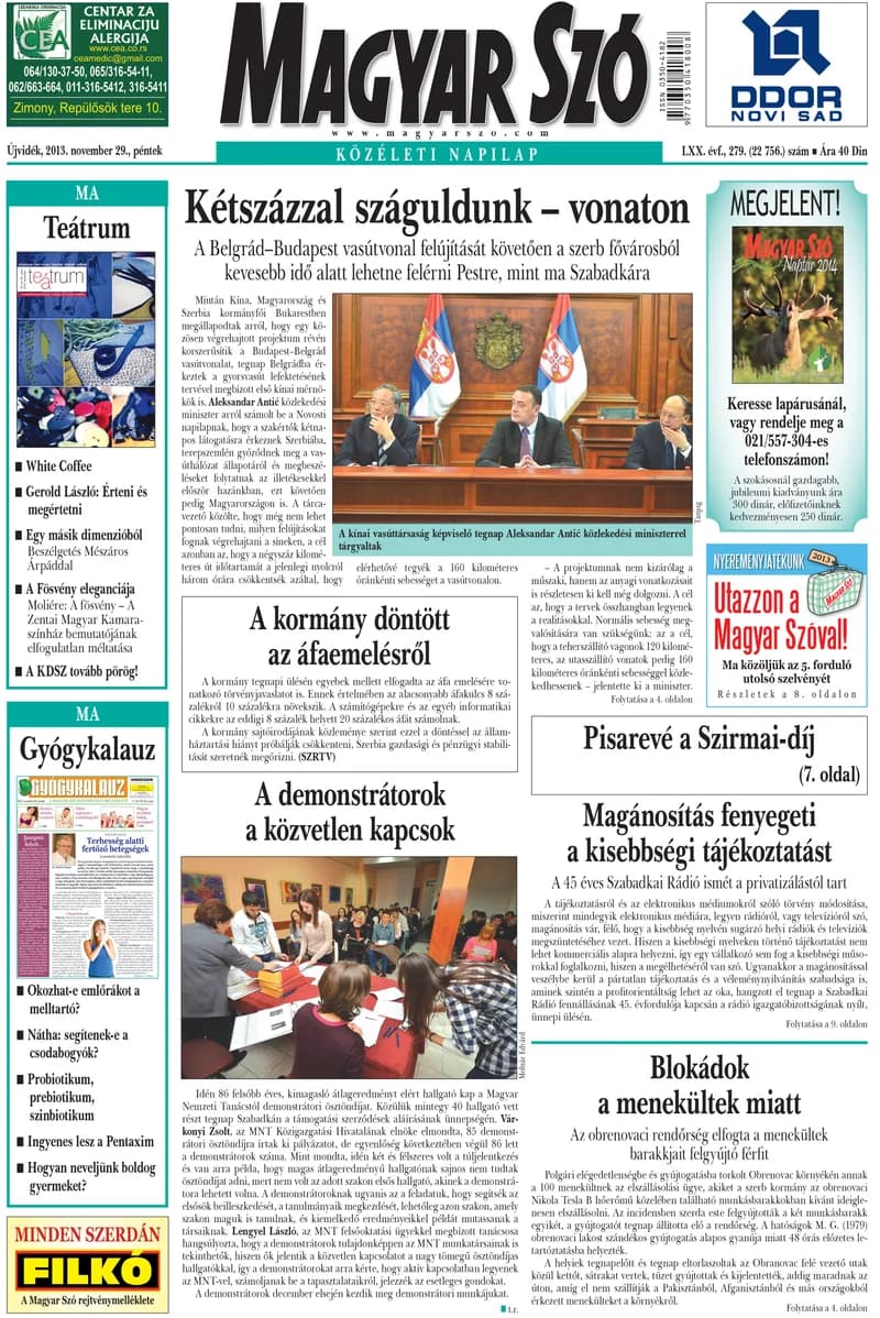Magyar Szó, 70. évf. 2013. november 29. 279. sz. 1–16. oldal