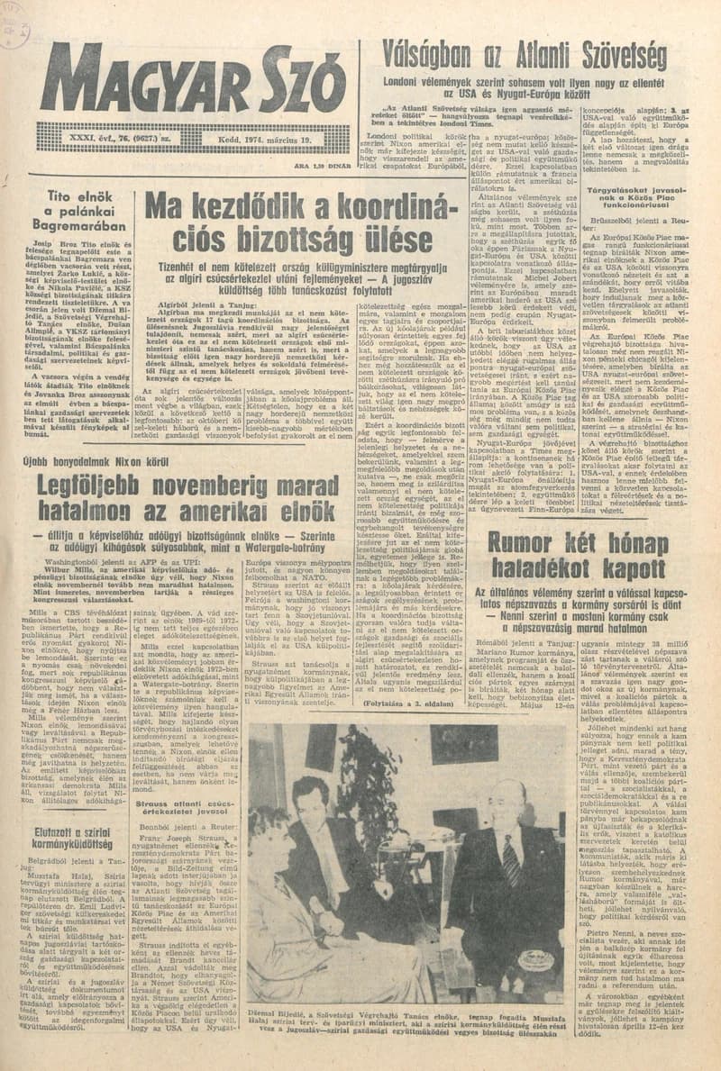 Magyar Szó, 31. évf. 1974. március 19. 76. sz. 1–20. oldal