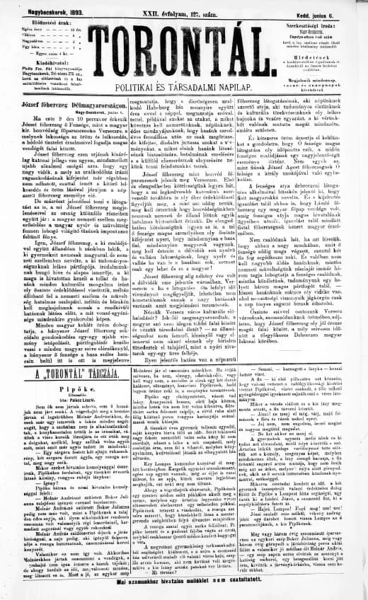 Torontál, 22. évf. 1893. június 6. 127. sz.