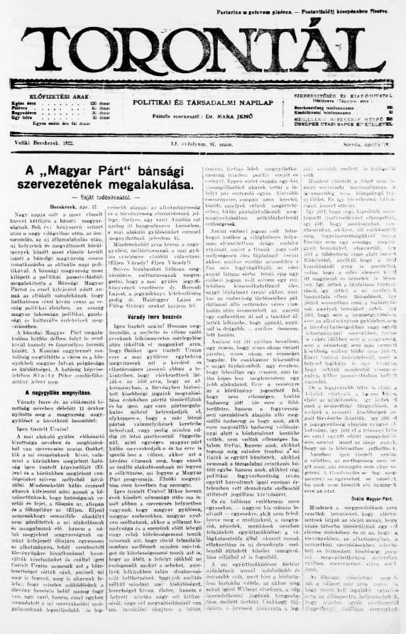 Torontál, 51. évf. 1922. április 19. 87. sz.