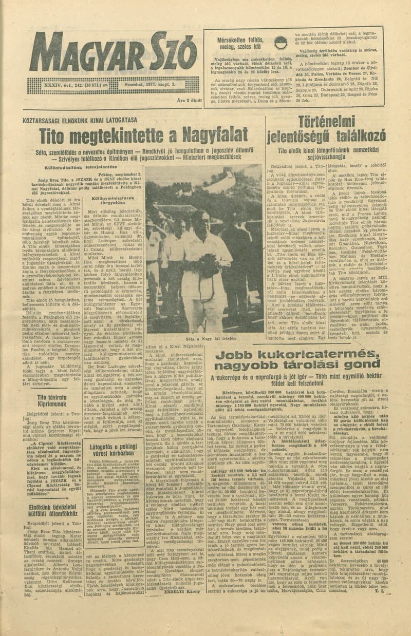 Magyar Szó, 34. évf. 1977. szeptember 3. 242. sz.