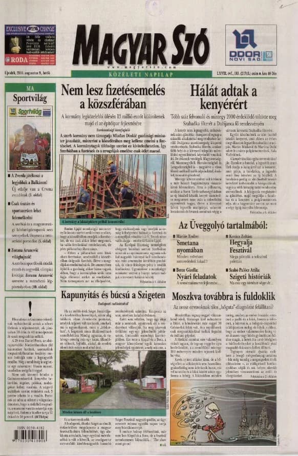 Magyar Szó, 67. évf. 2010. augusztus 9. 183. sz. 1–16. oldal