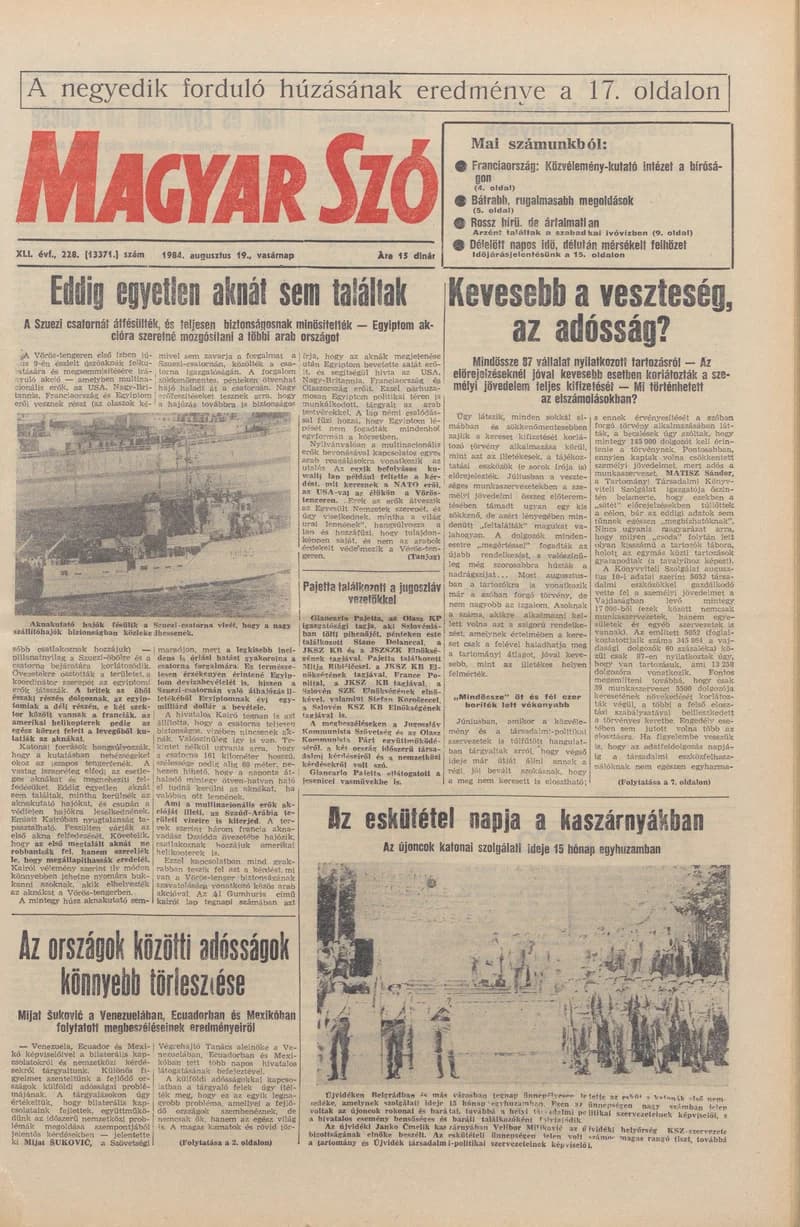 Magyar Szó, 41. évf. 1984. augusztus 19. 228. sz. 1–28. oldal