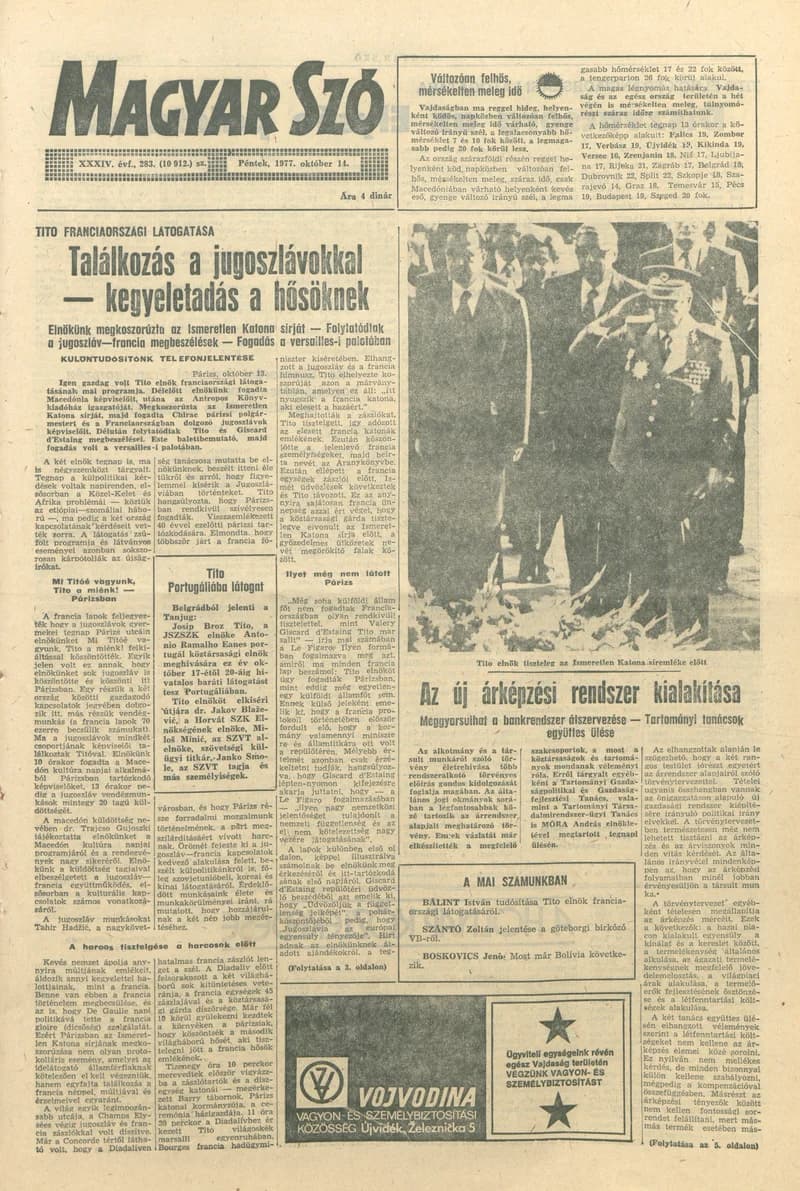 Magyar Szó, 34. évf. 1977. október 14. 283. sz.
