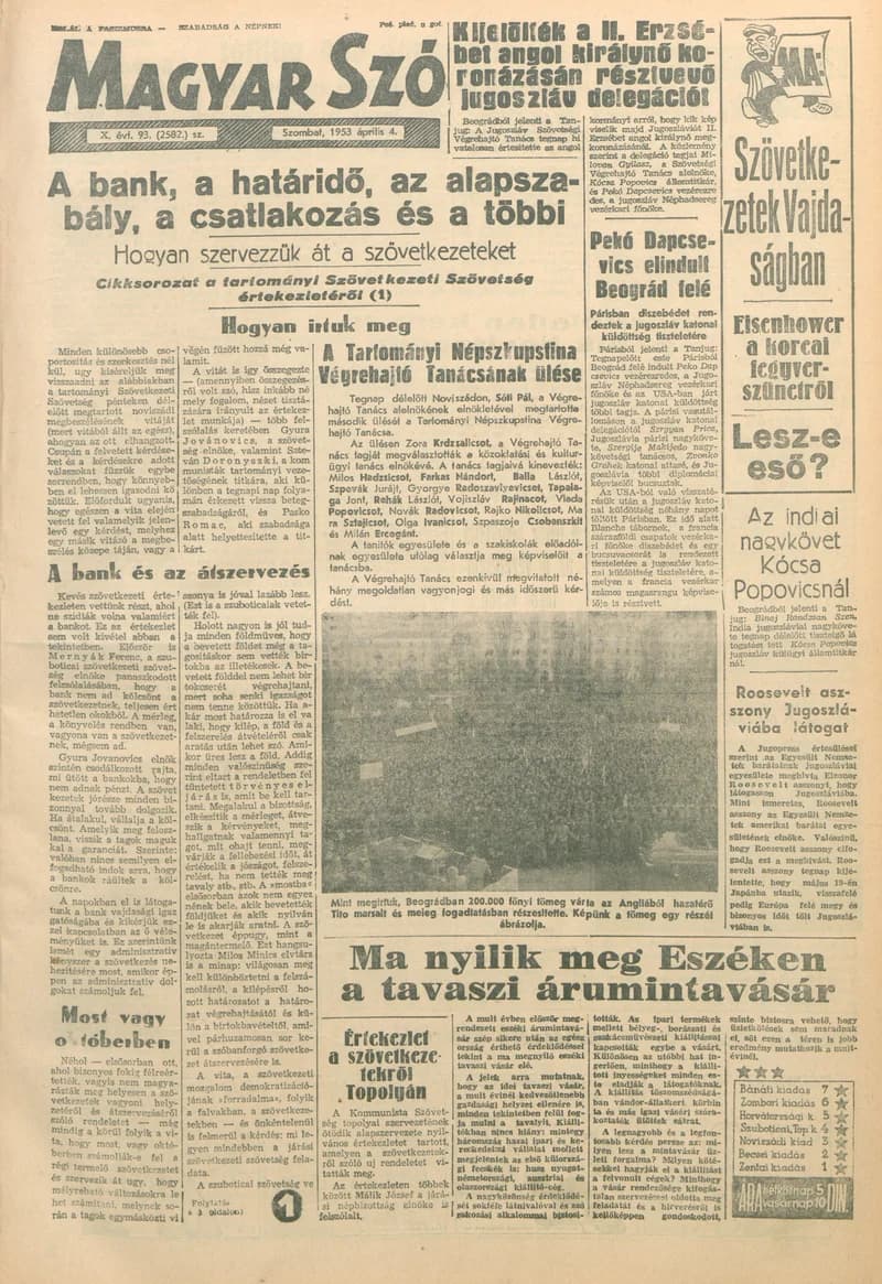 Magyar Szó, 10. évf. 1953. április 4. 93. sz. 1–12. oldal