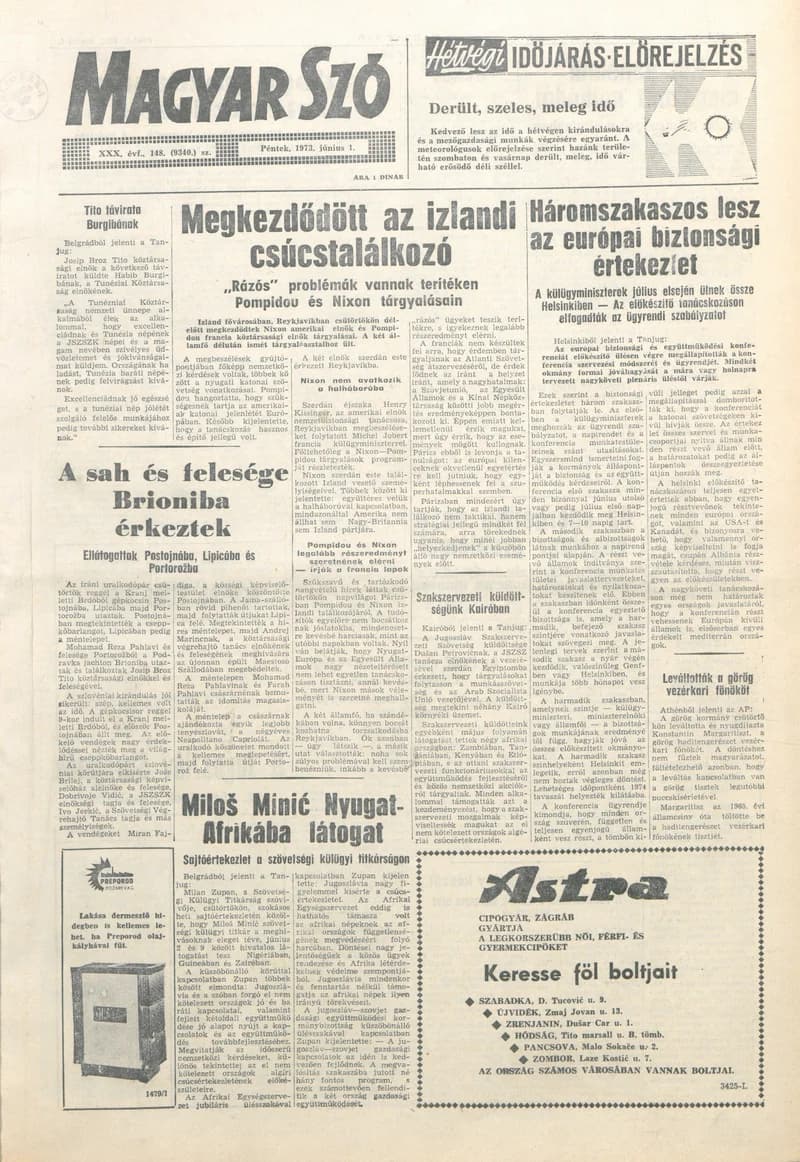 Magyar Szó, 30. évf. 1973. június 1. 148. sz. 1–18. oldal