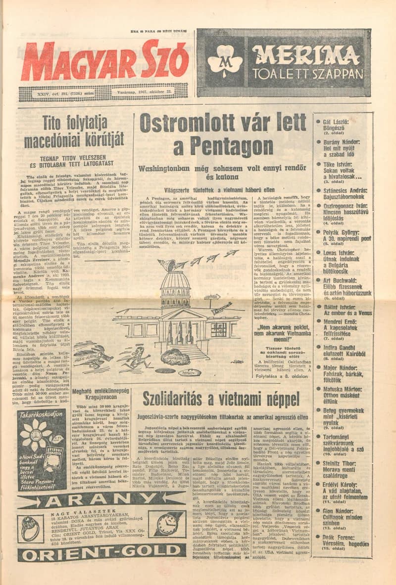 Magyar Szó, 24. évf. 1967. október 22. 291. sz. 1–24. oldal